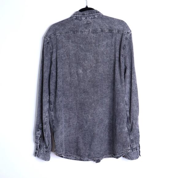 LEVI'S Relaxed Fit Denim Shirt Black Acid Wash Button Up Long Sleeve Men's XL - Picture 2 of 10